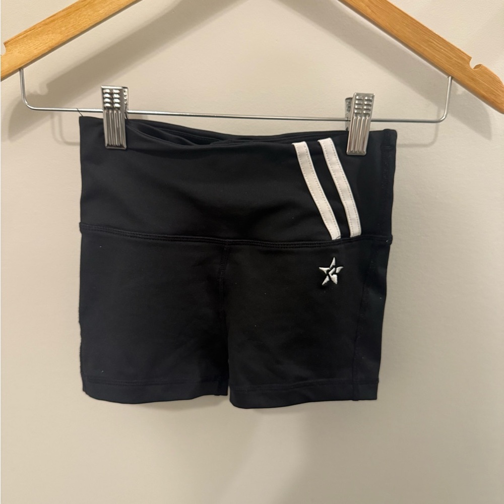Rebel Black youth Athletic Shorts with White Stripes